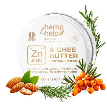 Bio Zinksalbe mit Ghee, Sanddorn & Mandelöl – Beruhigende Naturcreme bei Pickeln, Ekzemen, Windelausschlag & sensibler Haut – Vegan, Plastikfrei & Dermatologisch getestet – 60 ml