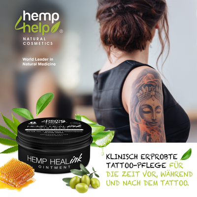HEMP 4 HELP®️ Hanf Tattoo salbe enthalten Olivenöl, Bienenwachs, Panthenol, AloeVera