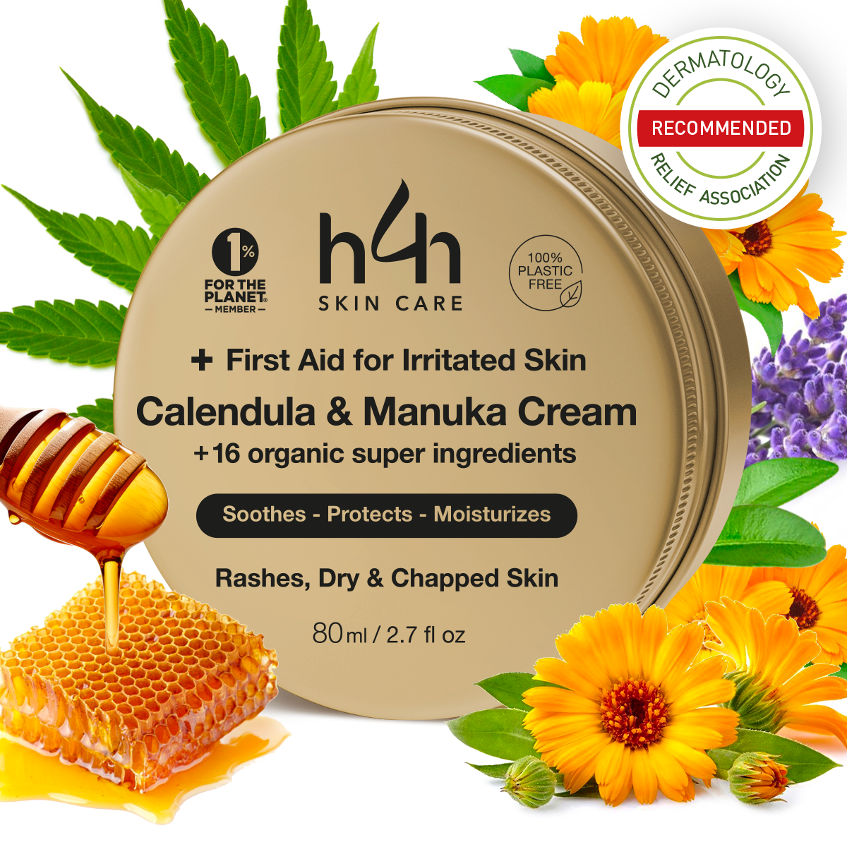Bio Ringelblumensalbe mit Manuka Honig & Propolis – Beruhigende Calendula Creme für Neurodermitis, Ekzeme & Trockene Haut – 100ml | Regeneriert & Pflegt Ohne Kortison