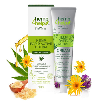 Rapid Active Cream - Joint &amp; Muscle Active Rapid Relief Cream- High Strength Hemp, Arnica, Boswelia, Comfrey. Unique Herbal Formula Rich in Natural Extracts. Relieves Inflammation, Muscle, Joint, Back, Knee, Nerves &amp; Arthritis Pain 100ml