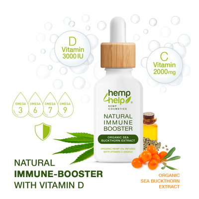 Raw Herbal Immune Booster Enriched with Vitamin D3000IU Organic Sea Buckthorn Extract and Organic Hemp Seed Oil Natural Vitamin-C 2000mg-Omega 3-6-7-9-No additional aromas, natural taste, sugar-free
